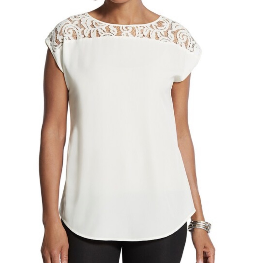 Chico's Isa Lace Top Poetcore Romantic Cream Blouse
